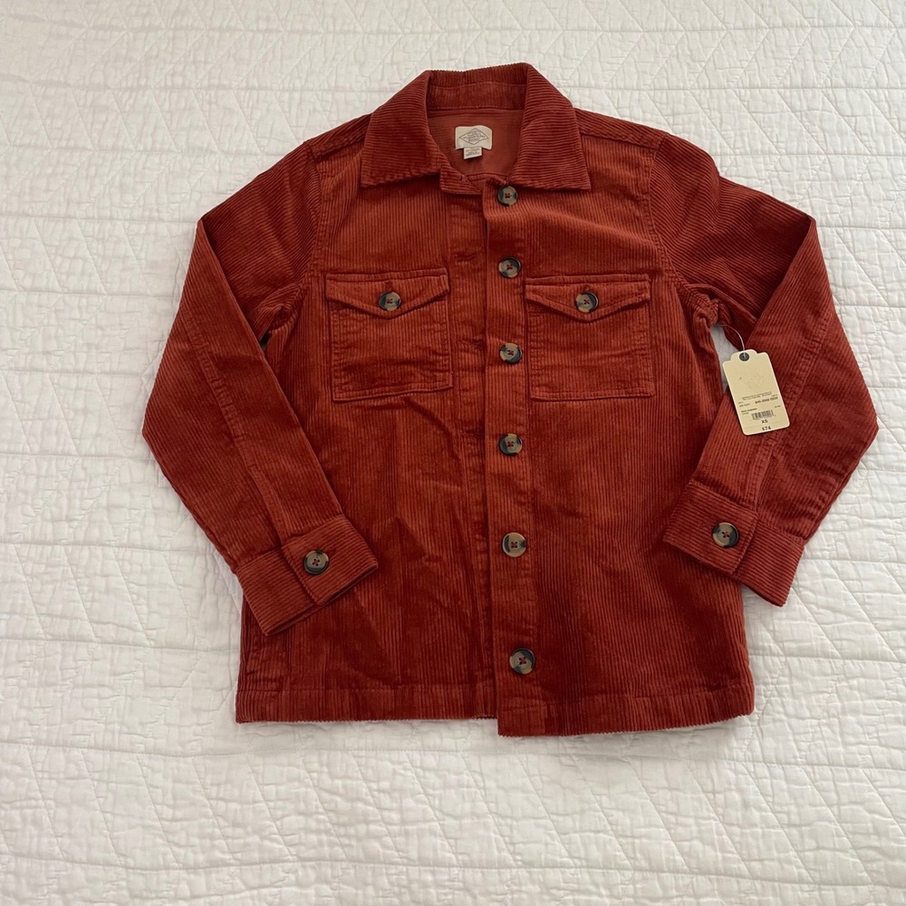 St Johns Bay Womens Corduroy Shirt Jacket XS Rich Auburn Orange Shacket New